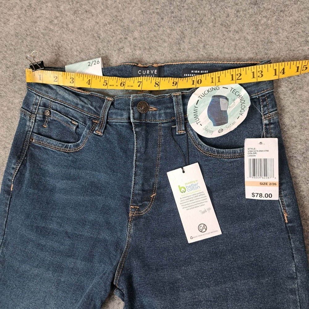 Curve Appeal Jeans Womens 2/26 Blue High Rise‎ Essential Skinny Tucking Tech NWT - Picture 4 of 10